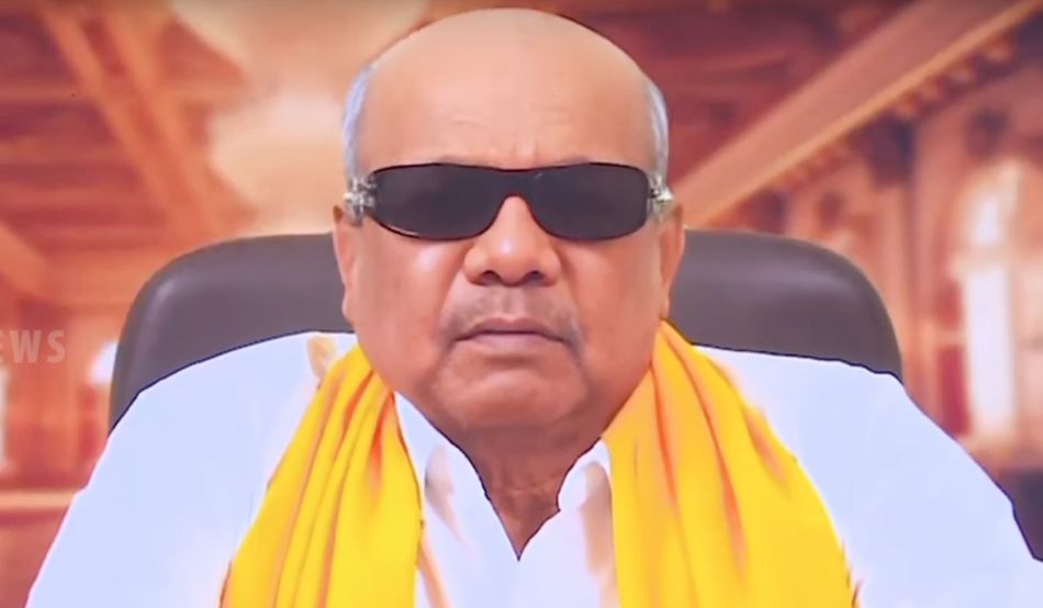 M Karunanidhi, actor and politician, has made several posthumous appearances. Image via Senthil Nayagam from Muonium AI