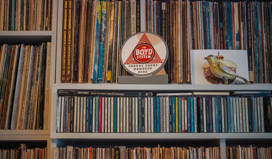 The ultimate collection: a glimpse of Boyd’s record shelves. Image: Sarah Lee