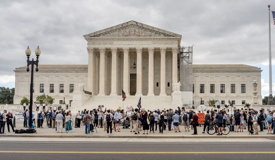  We the People: A crowd waits outside the Supreme Court in Washington DC for the ruling in the case of Trump v United States. Image: Sue Dorfman / ZUMA Press Wire / Shutterstock