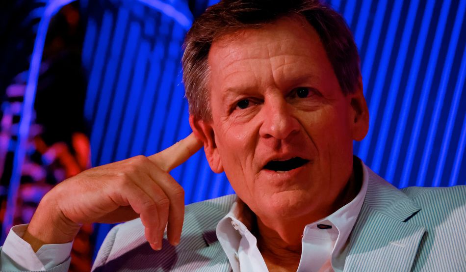 All ears: Michael Lewis at the Bitcoin 2023 conference in Florida. Image: Eva Marie Uzcategui / Bloomberg via Getty Images