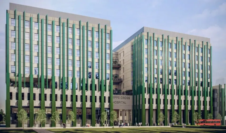 Stronger roots: a rendering of the new Whipps Cross Hospital in east London, which will aim to take full advantage of its location near Epping Forest. Image: Barts / Ryder Architecture