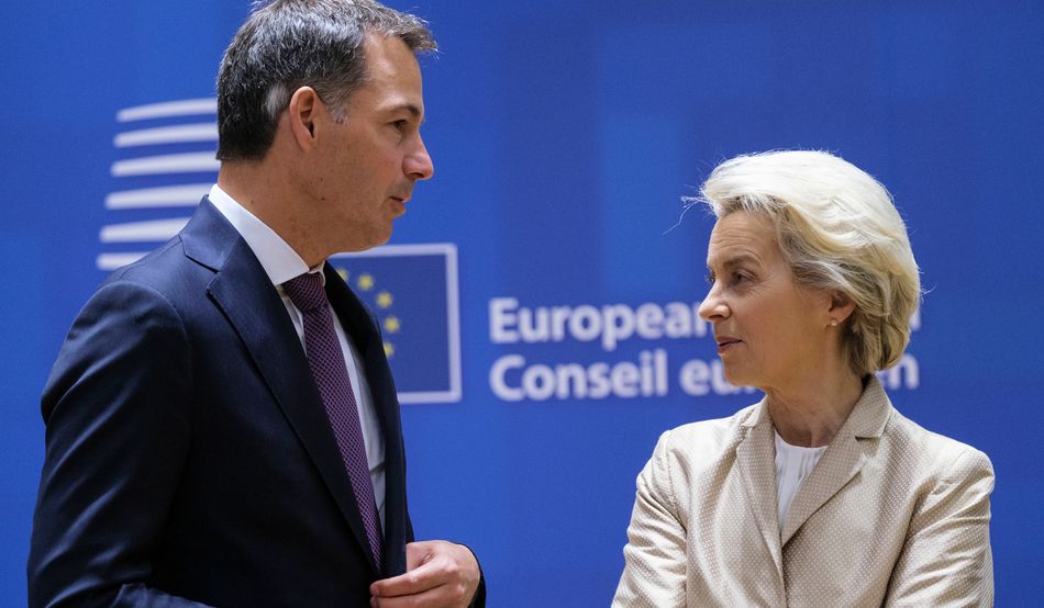 Ursula von der Leyen, president of the European Commission; Alexander De Croo, prime minister of Belgium