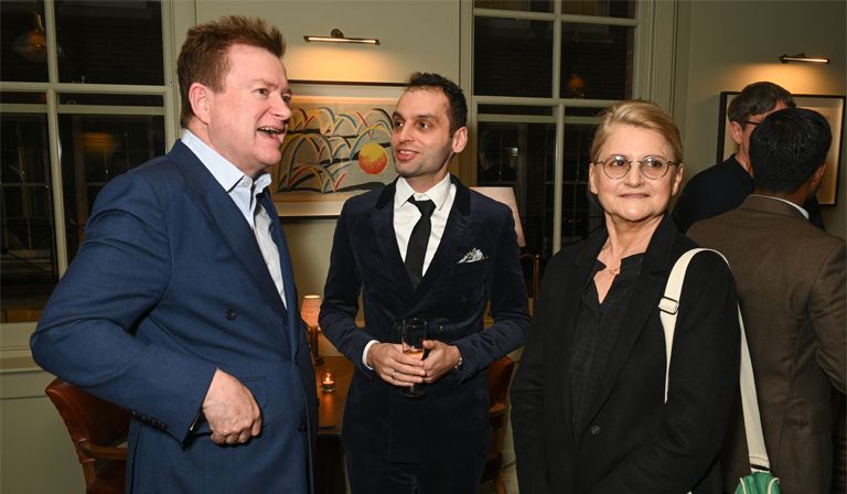Sir Paul and Lady Sabina Marshall with Konstantin Kisin at the launch of the UnHerd Club in 2022 © Jamie Wiseman/ANL/Shutterstock