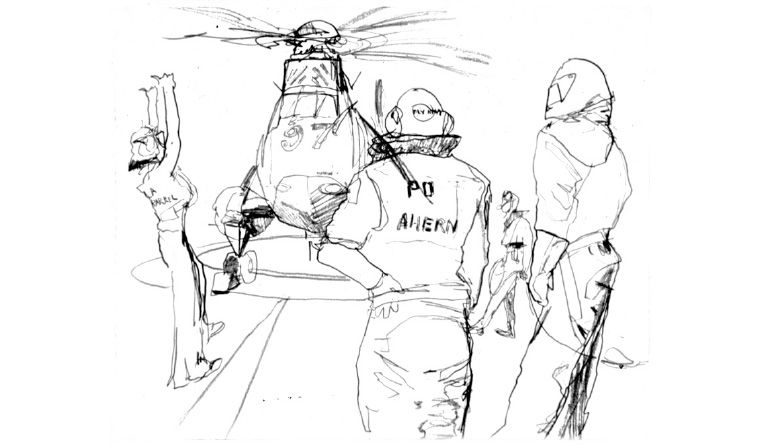 Illustration by Linda Kitson, the official war artist during the Falkland Islands War