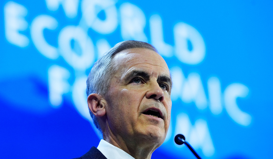Mark Carney speaking at the World Economic Forum in Davos last week. Image: AP/Alamy
