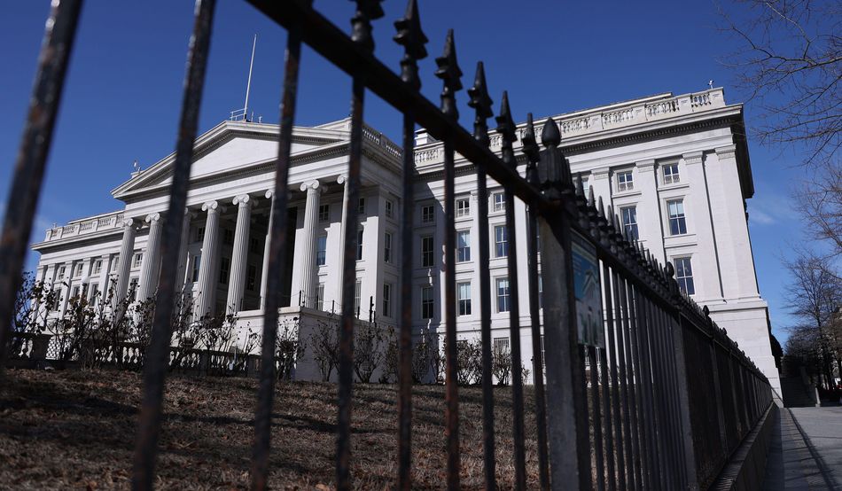 The US Treasury, subject of a lawsuit by Donald Trump. Photo by Alamy