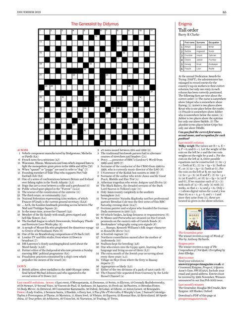 Prospect Crossword and Puzzles December 2021
