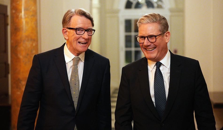 Keir Starmer and Peter Mandelson at the ambassador’s residence in Washington, DC in February. Image: PA Images