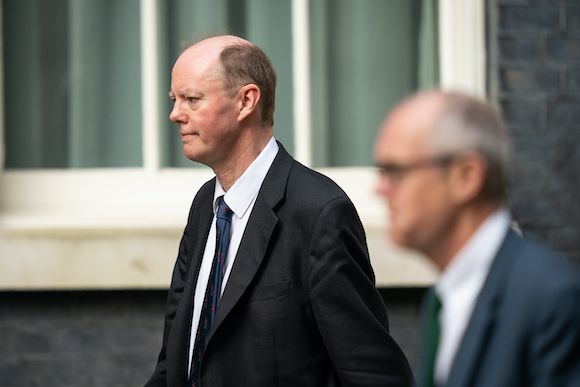 Whitty and Vallance arrive at Downing Street. Photo:  Aaron Chown/PA Wire/PA Images