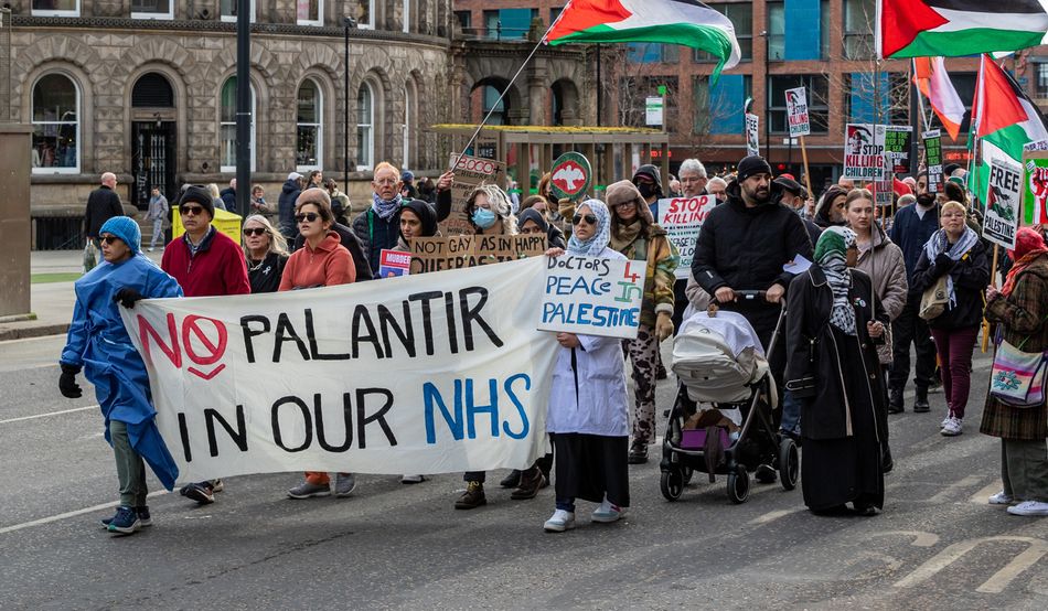 Protesters in Leeds march for peace in Palestine and against Palantir © Shutterstock
