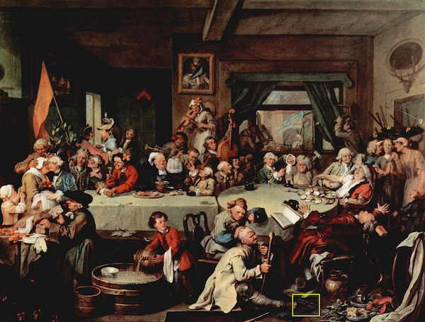An Election Entertainment (1755)—Tory banner highlighted bottom right