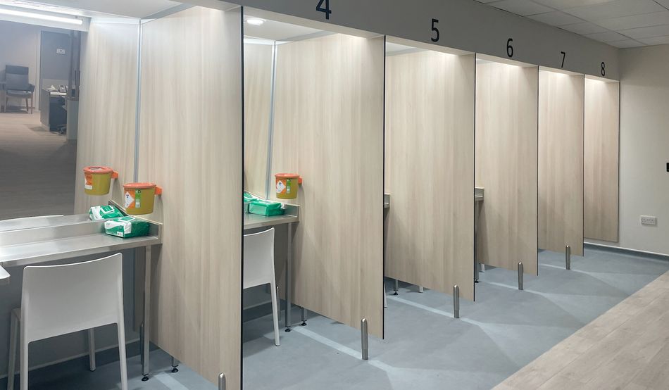 The injecting booths in Glasgow have tilted mirrors, so nurses can keep an eye on users. Image: courtesy Greater Glasgow and Clyde National Health Service