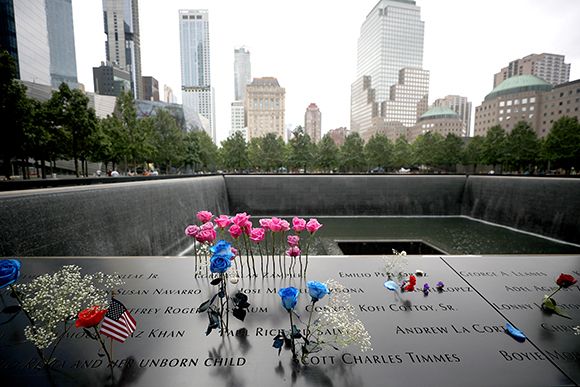 NEW YORK, USA - SEPTEMBER 11: Family members of 9/11 victims tribute their loved ones on the 19th anniversary of September 11 attacks in New York City, United States on September 11, 2020. (Photo by Tayfun Coskun/Anadolu Agency via Getty Images)