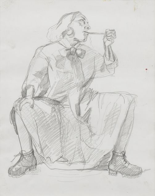 “Study for the Artist in her Studio” (1993). Image: Courtesy Estate of Paula Rego and Victoria Miro