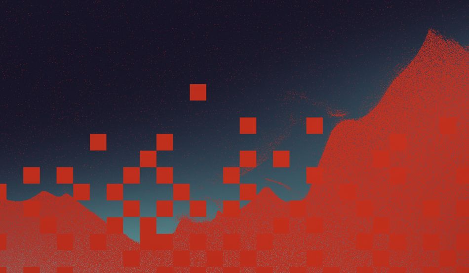 A red and blue pixel design illustration. © Shutterstock /Illustration by Prospect