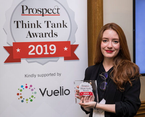 Louise Marie Hurel from Instituto Igarapé poses with their Social Policy Award