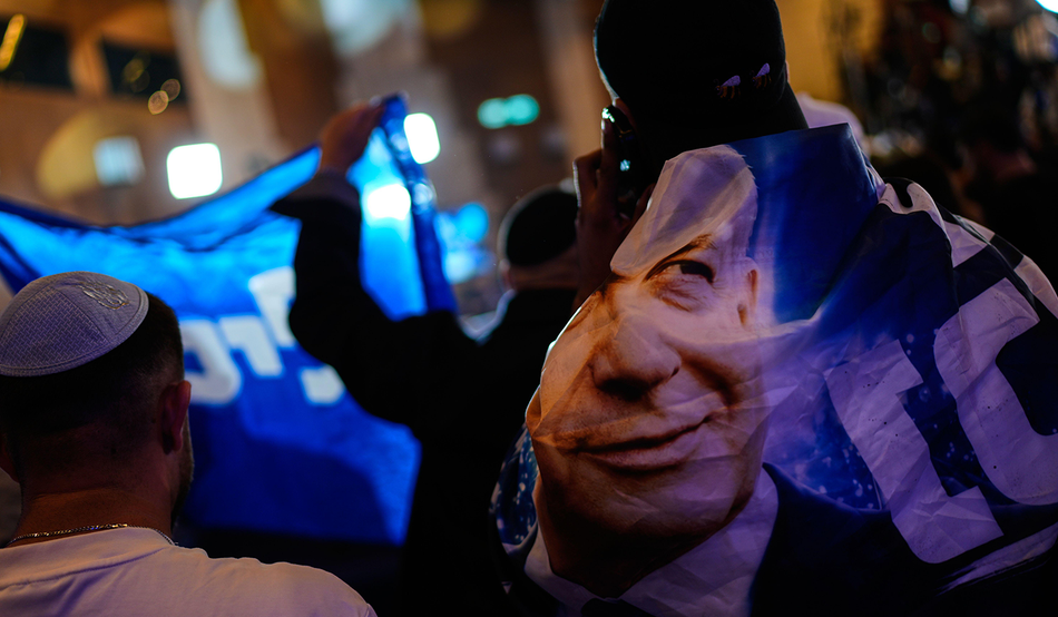 Supporters of Benjamin Netanyahu at Likud party headquarters in Jerusalem, 28th October. (Image by AP Photo/David Goldman/Alamy)