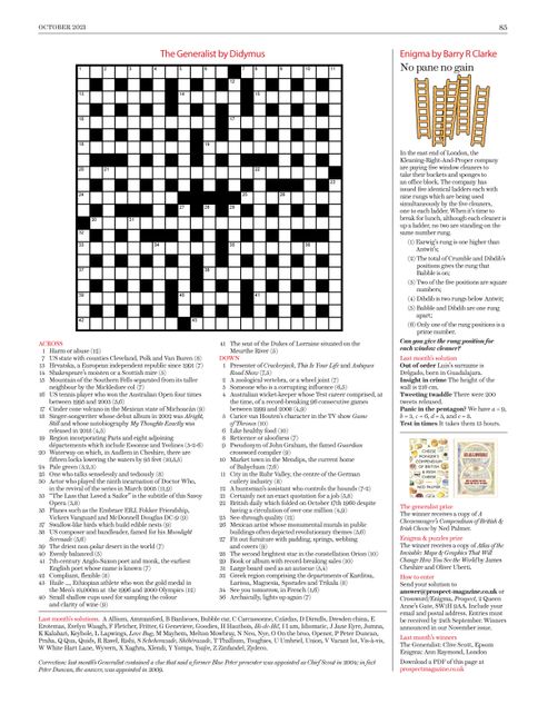 Prospect Crossword and Puzzles - October 2021