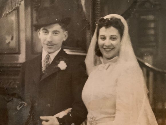 From the shtetl to Manchester: Howard Jacobson’s parents on their wedding day in 1941 © courtesy of the publisher / Howard Jacobson