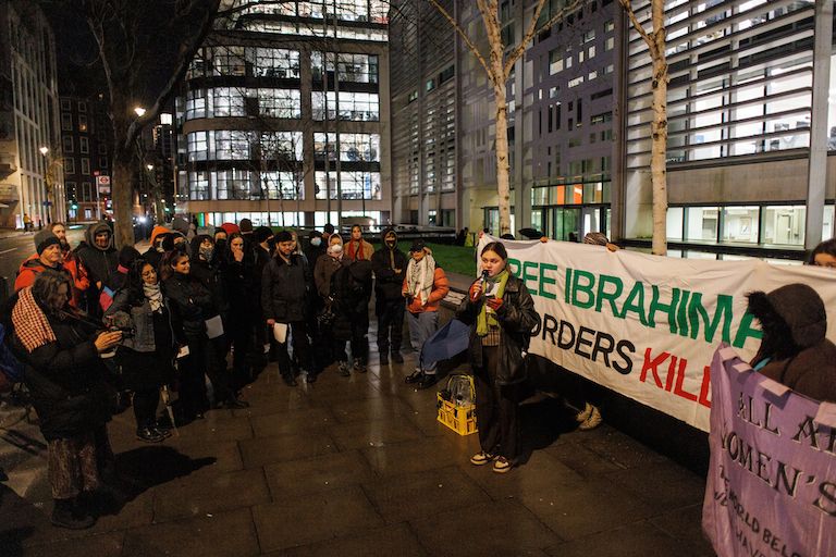 A charged debate: supporters of Bah outside court as he received his sentencing in March. Image: TOLGA AKMEN/EPA-EFE/Shutterstock