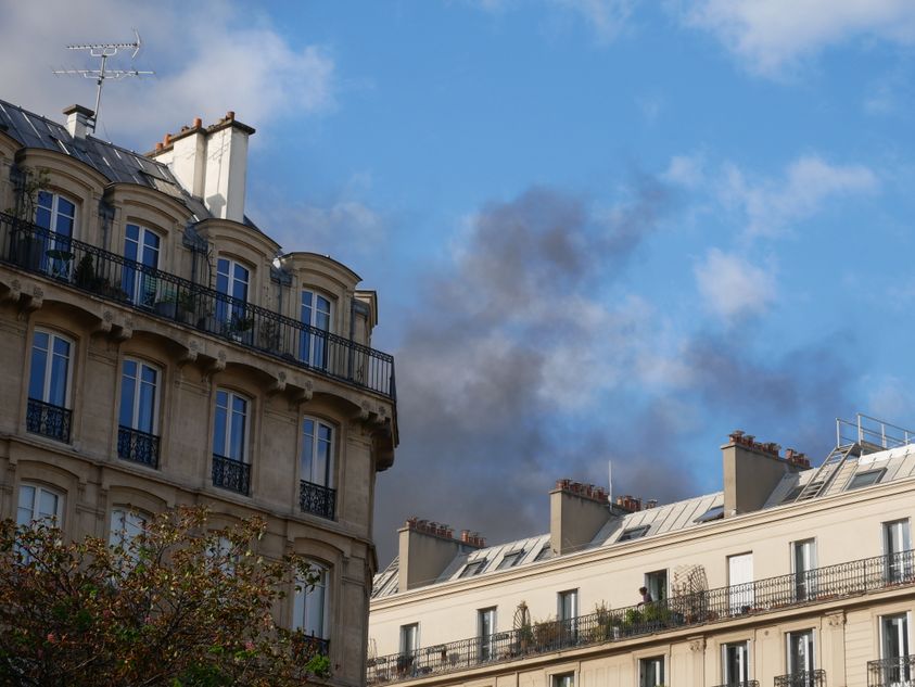 Smoke billows into the Paris sky from the Place de la République on October 17th. Image: Phineas Rueckert