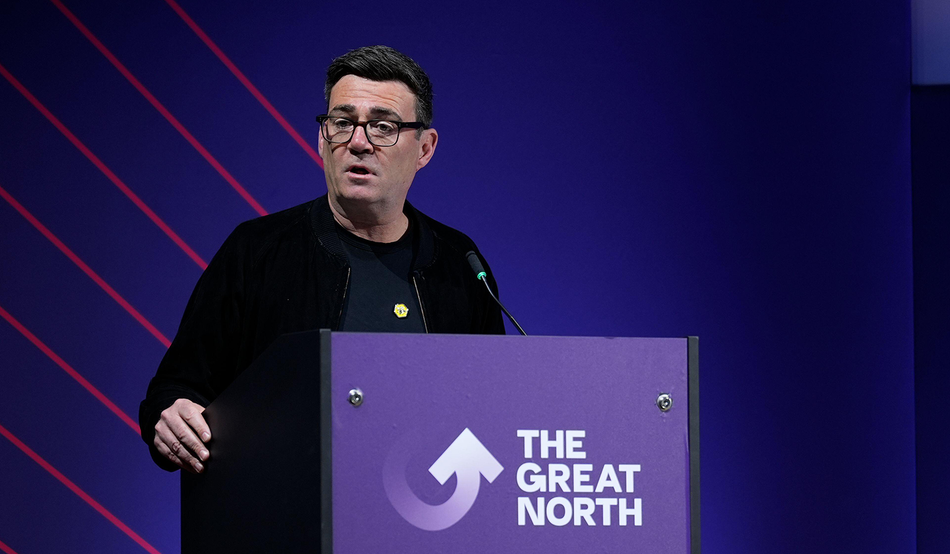Andy Burnham speaks at The Great North Investment Summit in Leeds on 18th May. Credit: Alamy/PA Images
