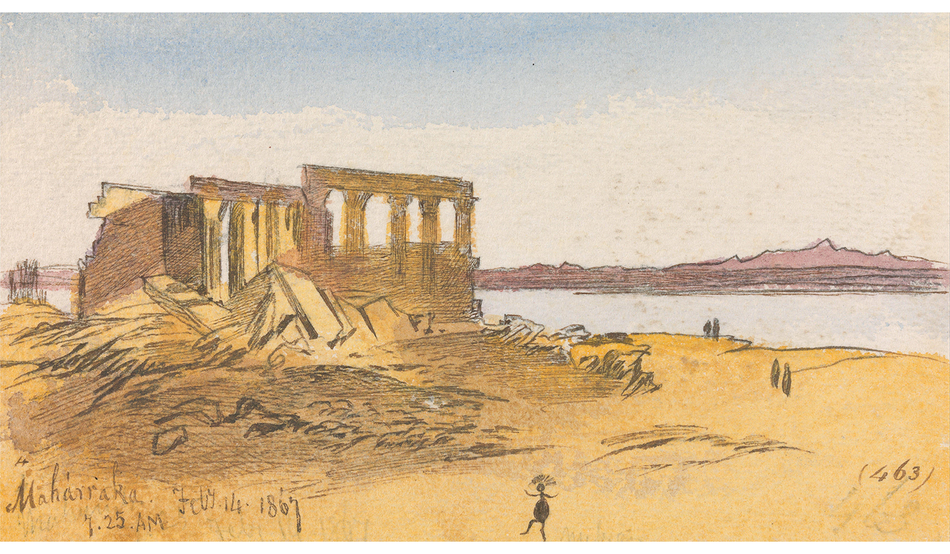 Edward Lear, Maharraka, 7:25 am, 14 February 1867 (463). Image: Courtesy Yale Centre for British Art, Gift of Donald C Gallup