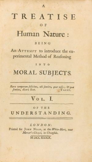 The original  cover of Hume’s  A Treatise of  Human Nature. Photo: via wikimedia commons