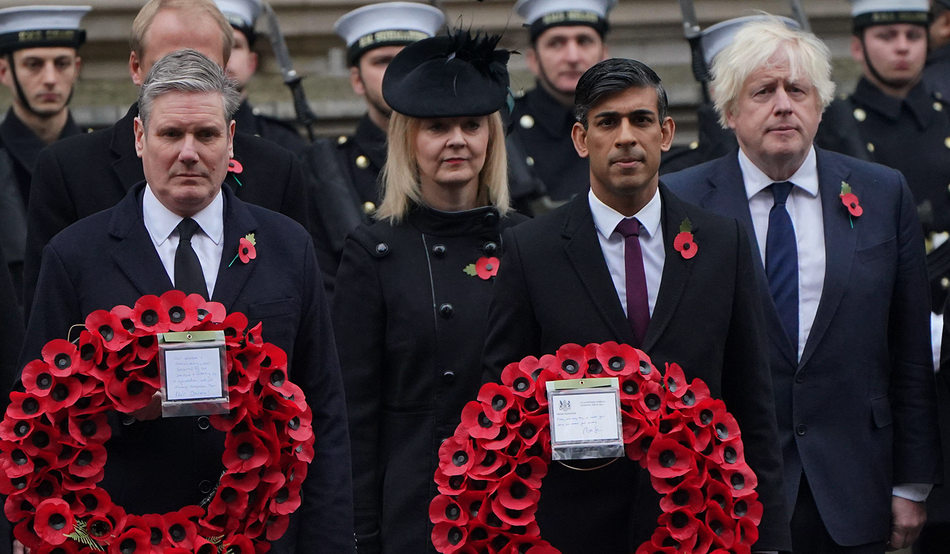 The UK's last four prime ministers, Remembrance Sunday 2023. Photo by Alamy / PA Images