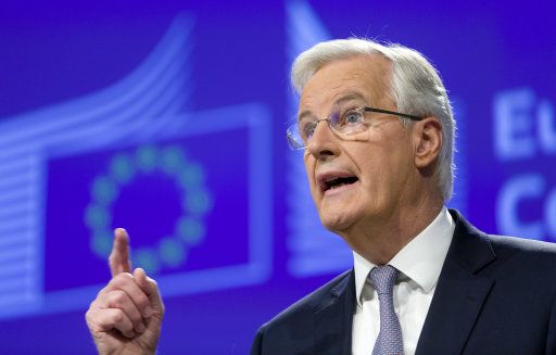 Michel Barnier, Chief Negotiator for the Preparation and Conduct of the Negotiations with the United Kingdom under Article 50 of the Treaty of the European Union, speaks during a media conference at EU headquarters in Brussels on Tuesday, Dec. 6, 2016. (A