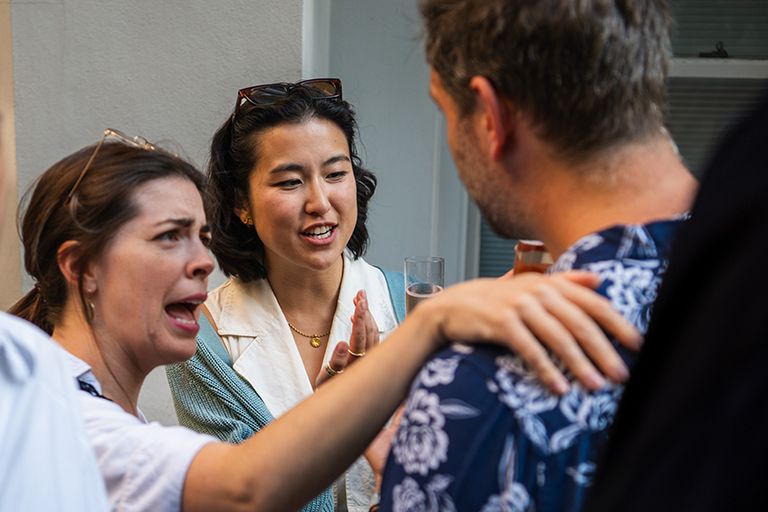 Comedian Rosie Holt, the Spectator’s Cindy Yu and journalist Jonathan Lis © Sascha Klamp