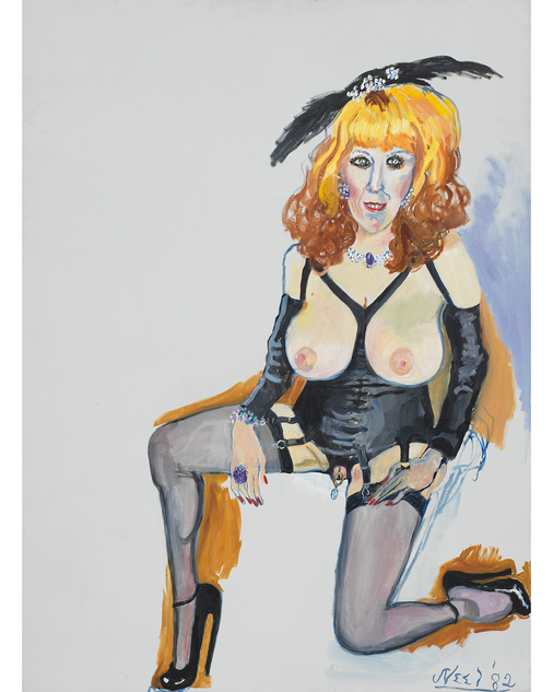 No trace of vulnerability: “Annie Sprinkle” (1982) by Alice Neel. Image: © Courtesy the Estate of Alice Neel, David Zwirner and Victoria Miro