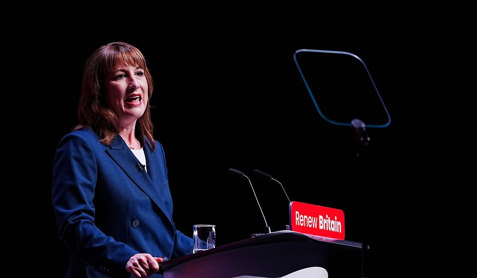 Rachel Reeves delivering her speech at Labour's party conference this week in Liverpool. Image: PA Images / Alamy