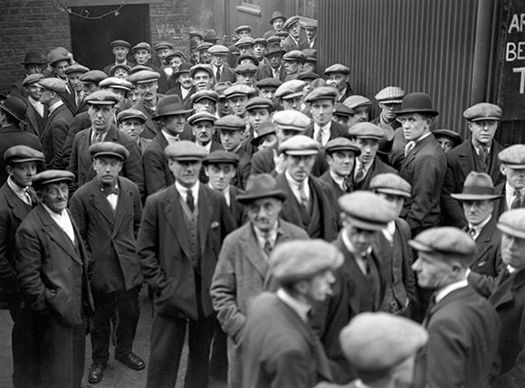 Unemployed men queuing at a labour exchange, October 1931. Photo: Daily Herald Archive/SSPL/Getty Images