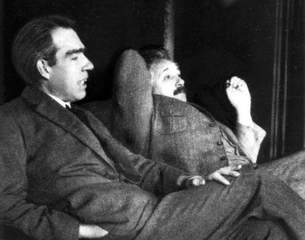 Niels Bohr with Albert Einstein in 1925