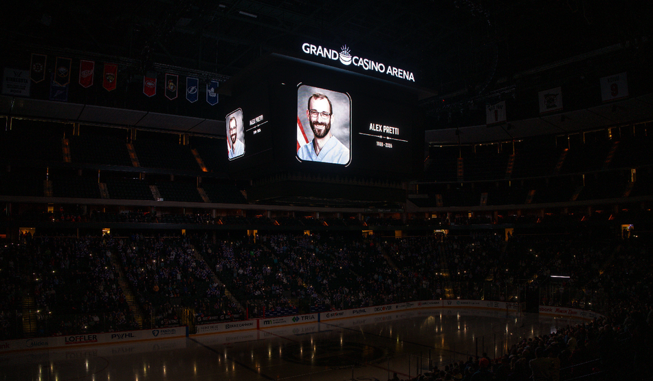 
A moment of silence for Alex Pretti, who was fatally shot by federal officers in Minneapolis over the weekend. Image: AP/Alamy
