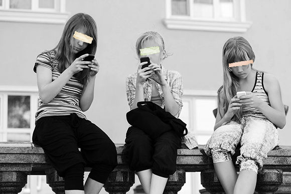 We need to get children off their phones. (Image posed by models). Photo: PA/Prospect composite