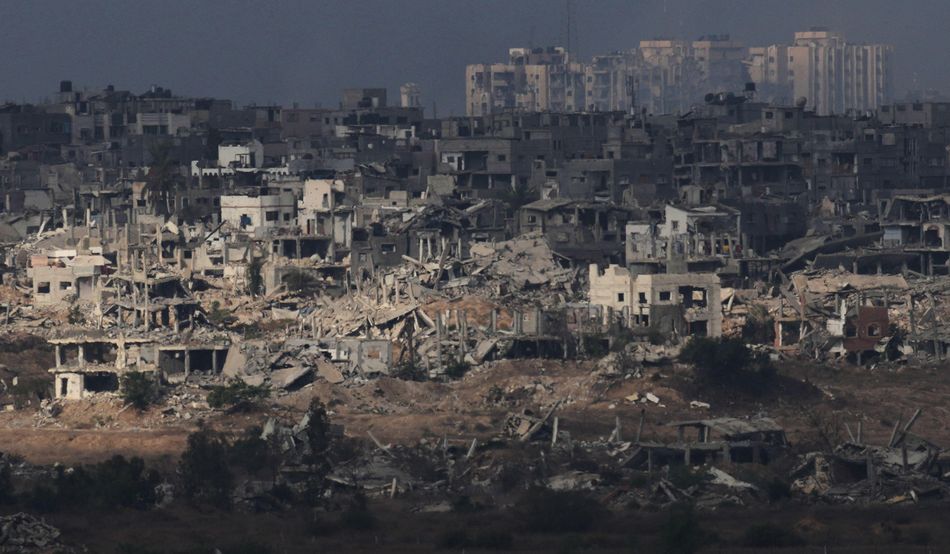 Buildings destroyed in Israeli air and ground operations in Gaza. Image: AP Photo / Alamy.