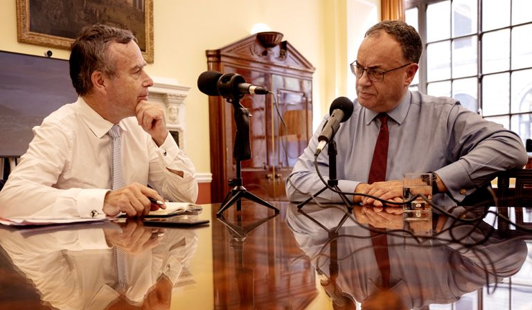 Better than the pack? Bailey (R) knows the Bank must protect its reputation and strengthen its forecasting