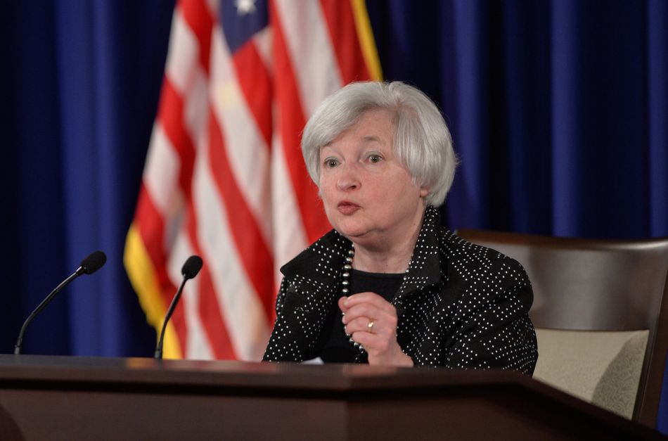 Chair of the US Federal Reserve Janet Yellen speaks at a press conference in Washington in 2014. ©PA, XINHUA /LANDOV