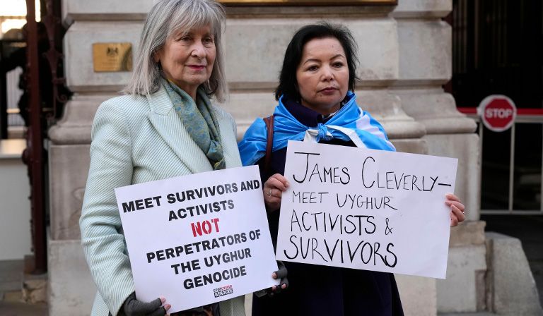 Protesters demonstrating against China’s treatment of its Uyghur population. Image: Associated Press / Alamy Stock Photo