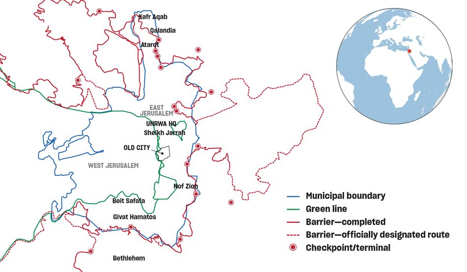 Jerusalem and its surroundings. Source: SAYA with Terrestrial Jerusalem, 2015. Locations are approximate