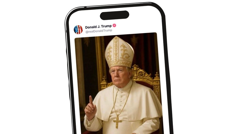 Donald Trump posted this AI image after the death of Pope Francis in 2025. Image by Alamy