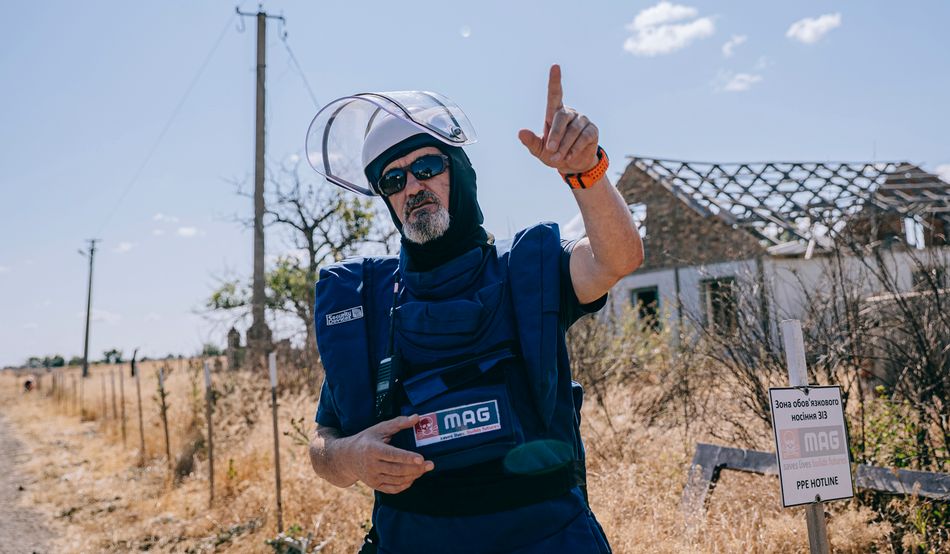 Pepa Elezi, MAG field manager oversees a team of qualified deminers. Credit: Julia Kochetova