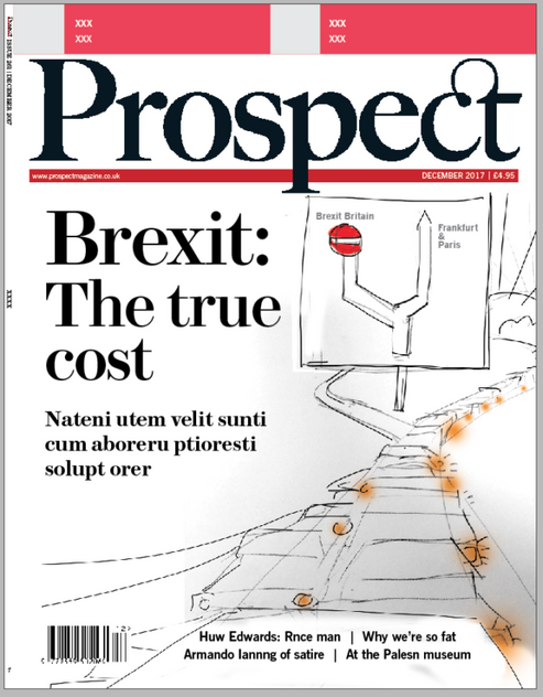 Covers in progress use "Latin" holder text. Note also the cover lines that refer to the November 2017 issue