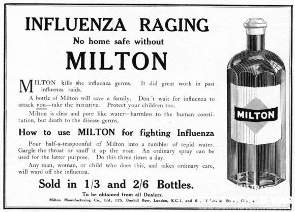 A newspaper advertisement during the Spanish Flu. Photo: PA