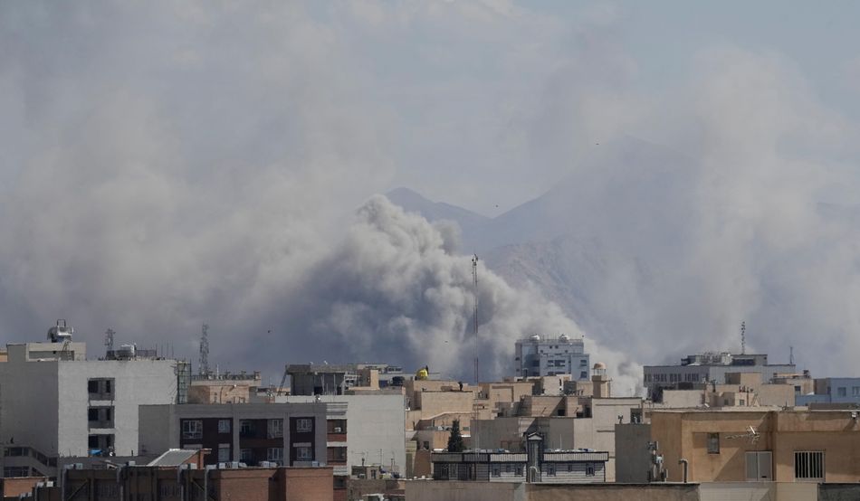 Smoke rises after a missile strike in Tehran, 1st March. Image by Alamy