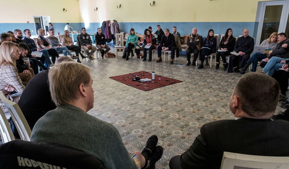 A gathering of veterans in Drobhobych, Ukraine. Credit:Les Kasyanov