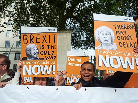 Having campaigned for Remain, Theresa May felt pressure from Brexit hardliners keenly© NIKLAS HALLE'N/AFP via Getty Images