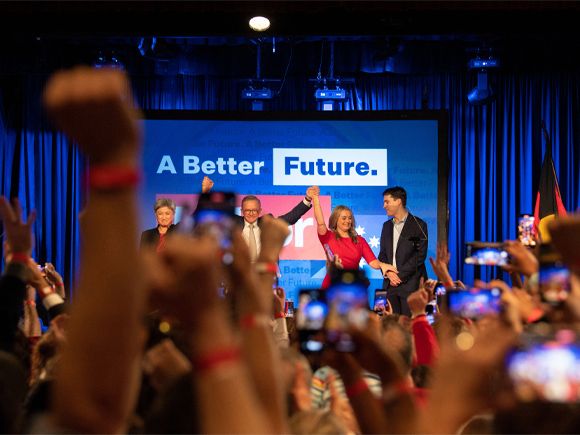 A model of success: Australia’s Anthony Albanese on election night in 2022 © WENDELL TEODORO/AFP via Getty Images